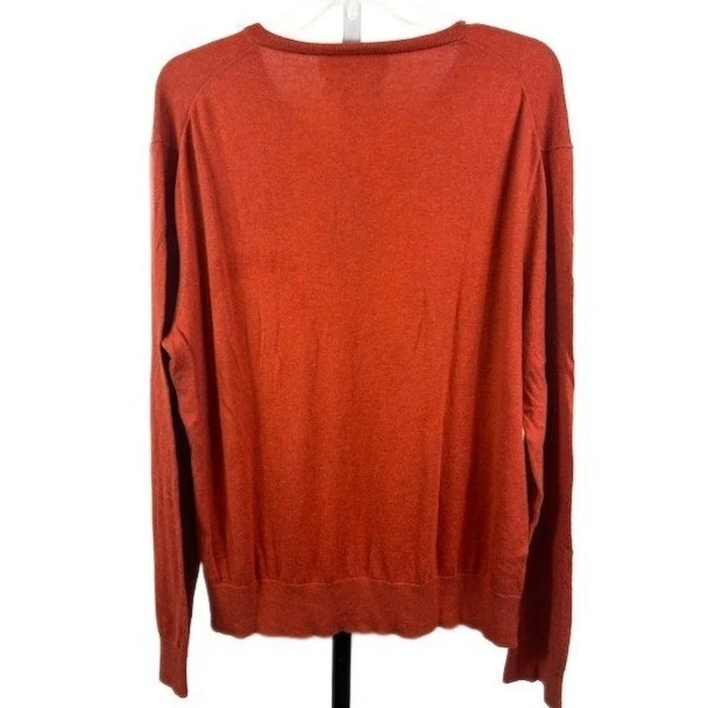 Polo Ralph Lauren V Neck Sweater Mens Size Large Orange‎ Cotton Cashmere Blend